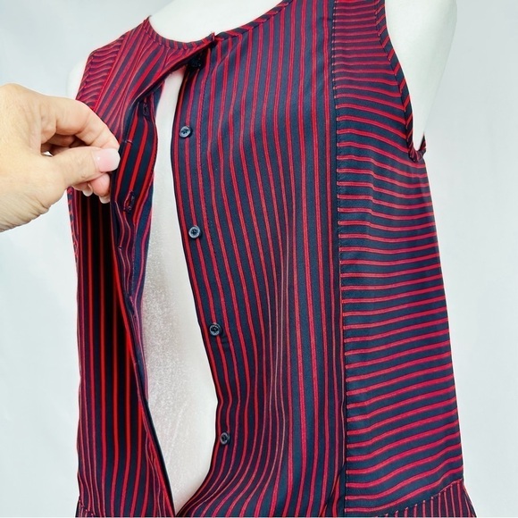 Tommy Hilfiger - Red and Blue - Sleeveless Button up Blouse Size:  S/P - Picture 5 of 10